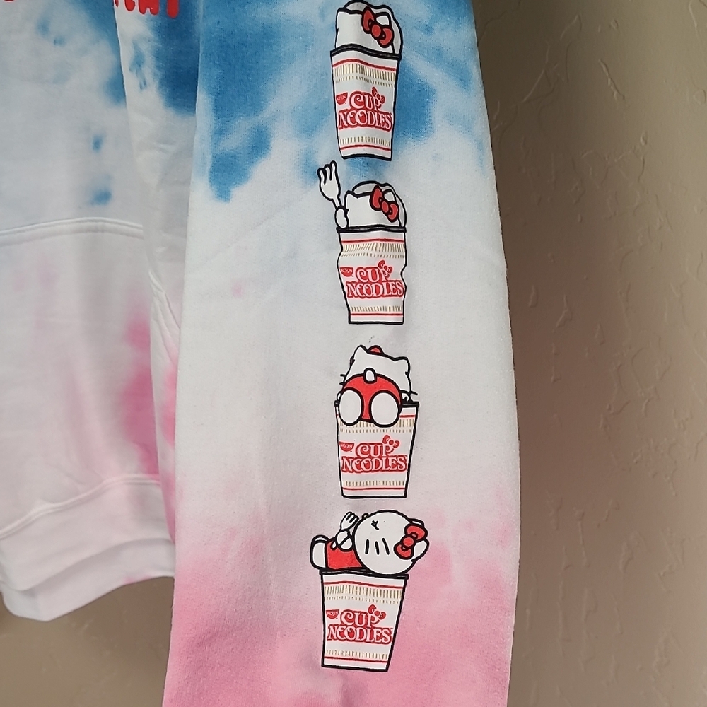 Cup Noodles X Hello Kitty Blue Pink White Tie Dye Cup Noodles Hoodie XL - Picture 11 of 14